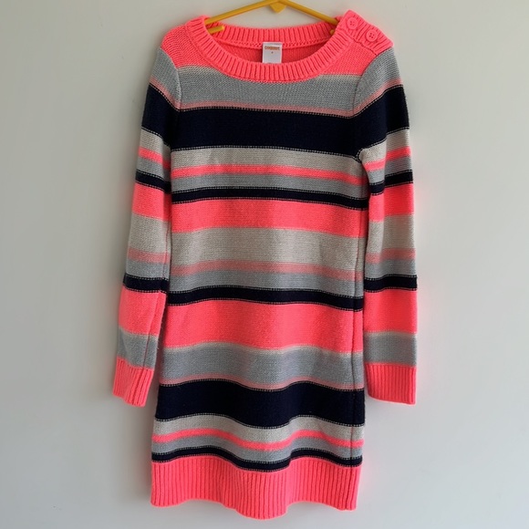 Gymboree Other - Gymboree Girls Sweater Dress Long Sleeve Striped Navy Pink Gray Sz 8